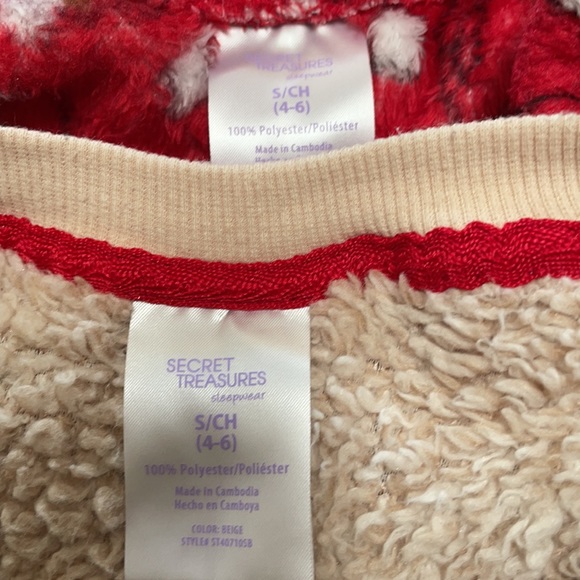 Secret Treasures Hitter Than Cocoa Beige Red Fleece PJ Pajama Set S 4 - Picture 5 of 5